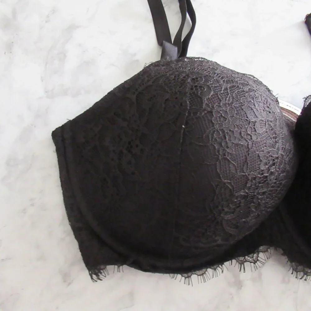 Victorias Secret Bra 36DDD Black Lace Dream Angels Lined Demi Underwire - Picture 2 of 7